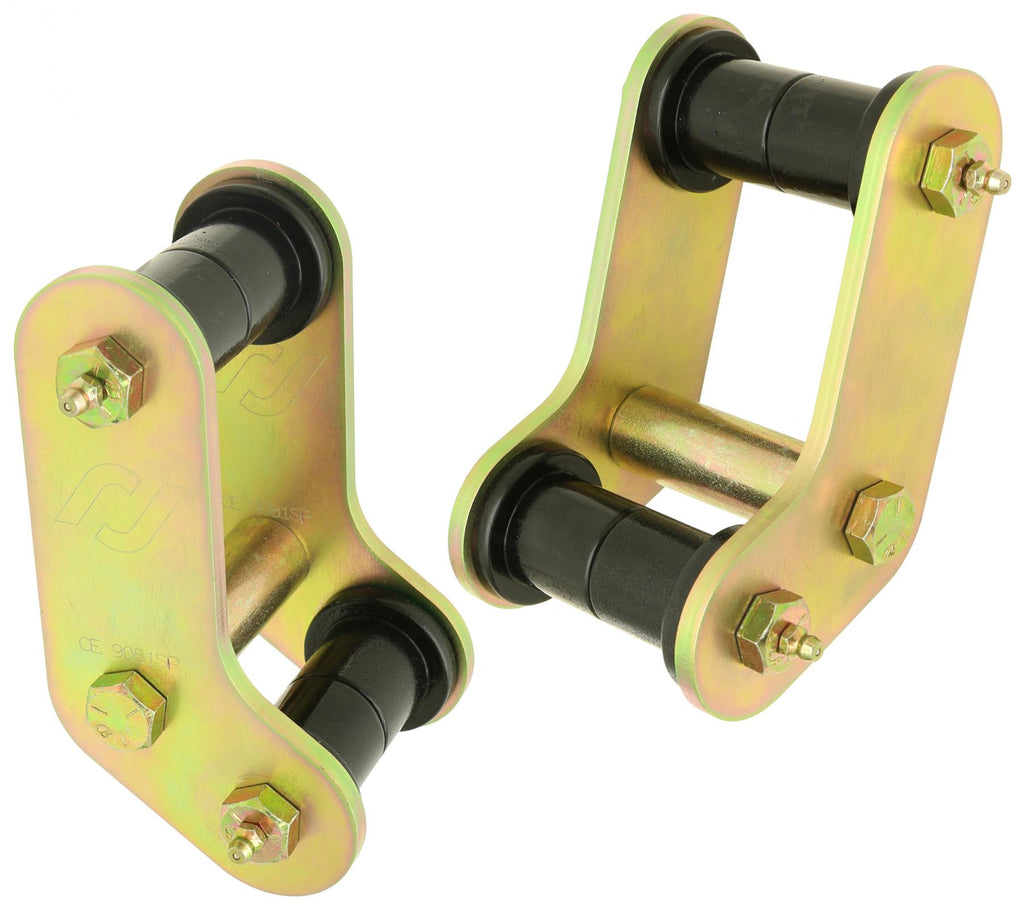 Boomerang Leaf Spring Shackles 87-95 Wrangler YJ Rear Includes Urethane Bushings HD Greasable Bolts Pair For Use w/ ProComp Springs RockJock 4x4 CE-9081P