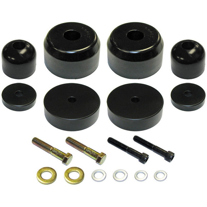 Bump Stop Kit 97-06 Wrangler TJ/LJ/XJ/MJ Front Includes Polyurethane Bump Stops Aluminum Spacers Hardware RockJock 4x4 CE-9122F