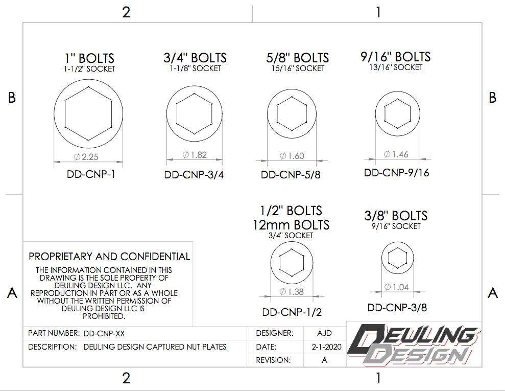 Deuling Design Captured Nut Plates - 8 PACK - Skinny Pedal Racing