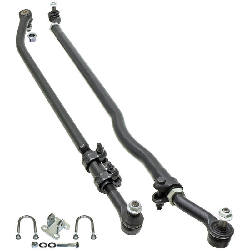 Currectlync Steering System 07-18 Wrangler JK w/Flipped Drag Link 1 1/2 Inch Diameter Tube Tie Rod/Forged Drag Link/Forged Tie Rod Ends Premium Jam Nuts And Adjuster RockJock 4x4 JK-9704P