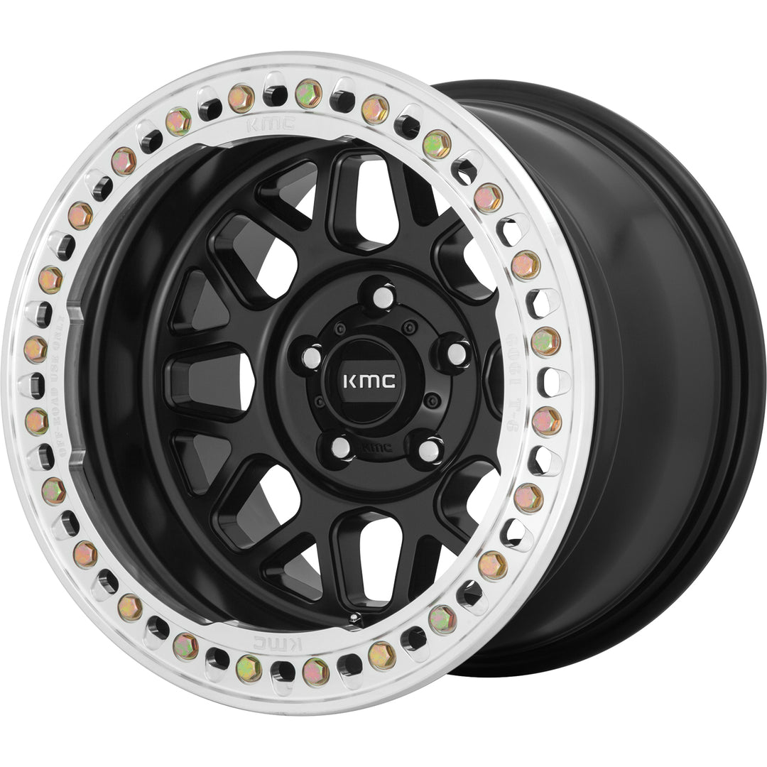 KMC KM235 Grenade Crawl Wheel, 17x9 with 8 on 6.5 Bolt Pattern - Black / Machined - KM23579080738N - Skinny Pedal Racing