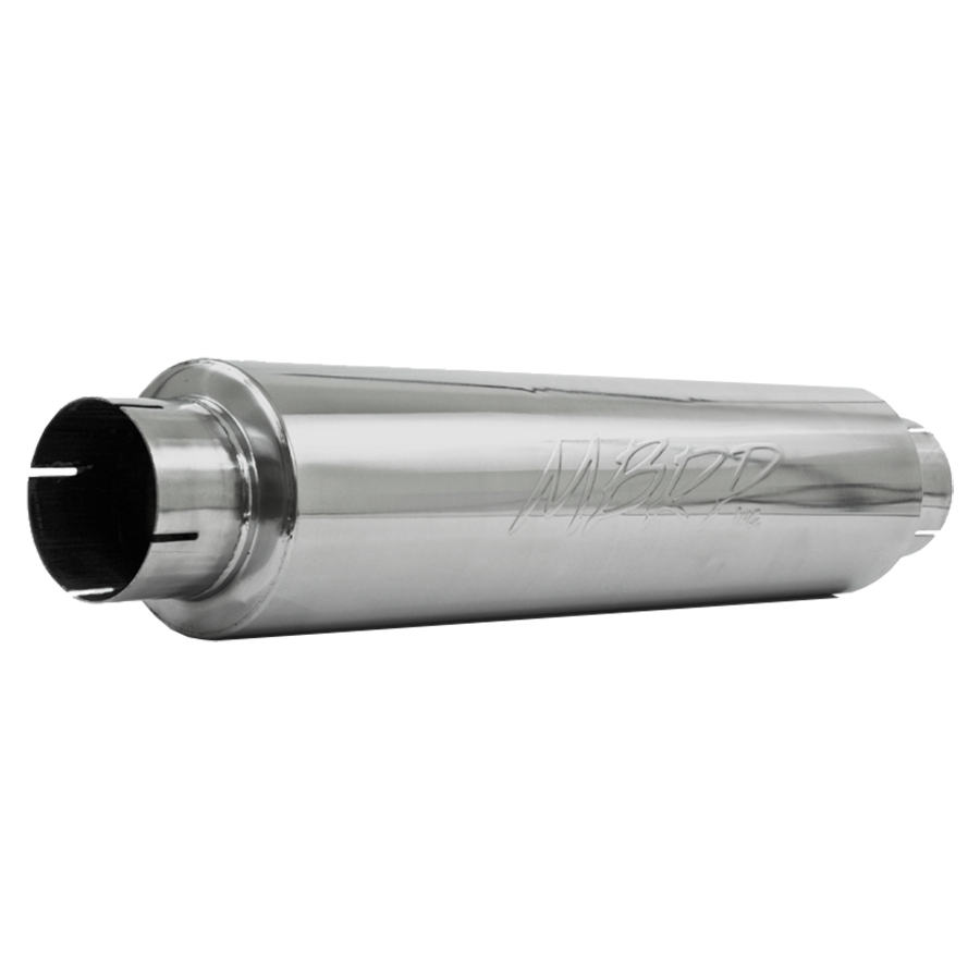 4 Inch Inlet/Outlet Quiet Tone Exhaust Muffler 24 Inch Body 6 Inch Diameter 30 Inch Overall T304 Stainless Steel MBRP M1004