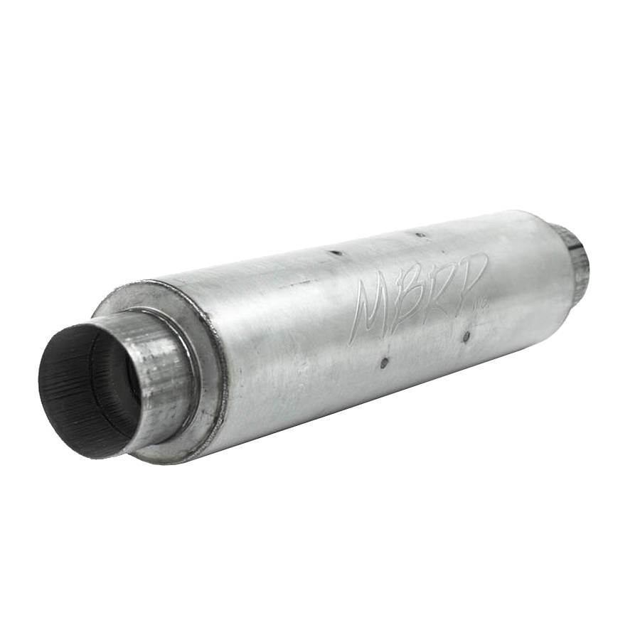 4 Inch Inlet/Outlet Quiet Tone Exhaust Muffler 24 Inch Body 6 Inch Diameter 30 Inch Overall Aluminized Steel MBRP M1004A