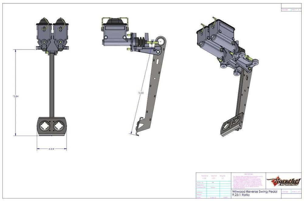 Paul Horschel Signature Series - 9:1 Wilwood Reverse Swing Brake Pedal - Skinny Pedal Racing