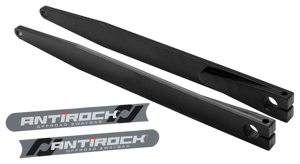 Antirock Fabricated Steel Sway Bar Arms 07-18 Wrangler JK Bent Style 21 Inch Long OAL 19.5 Inch C-C Slight Bend Includes Stickers Pair RockJock 4x4 RJ-232200-101