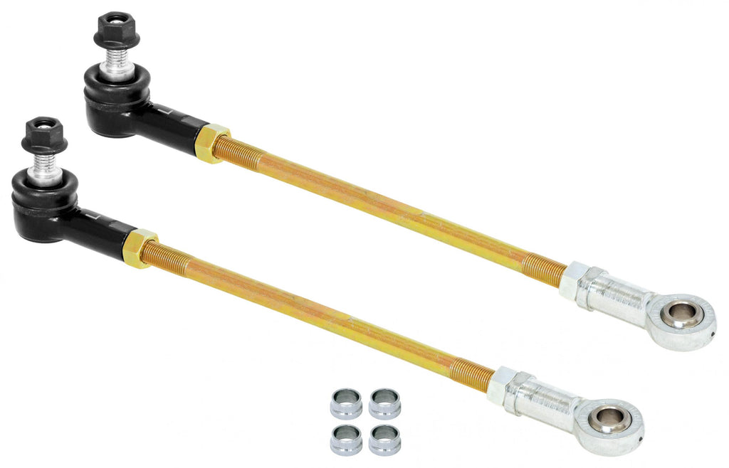 Adjustable Sway Bar End Link Kit for JT Rear (12 1/2 Inch Long Rods Sealed Rod Ends Thru-Bolt Heims Jam Nuts Misalignment Spacers pair) RockJock 4X4 RJ-253204-101