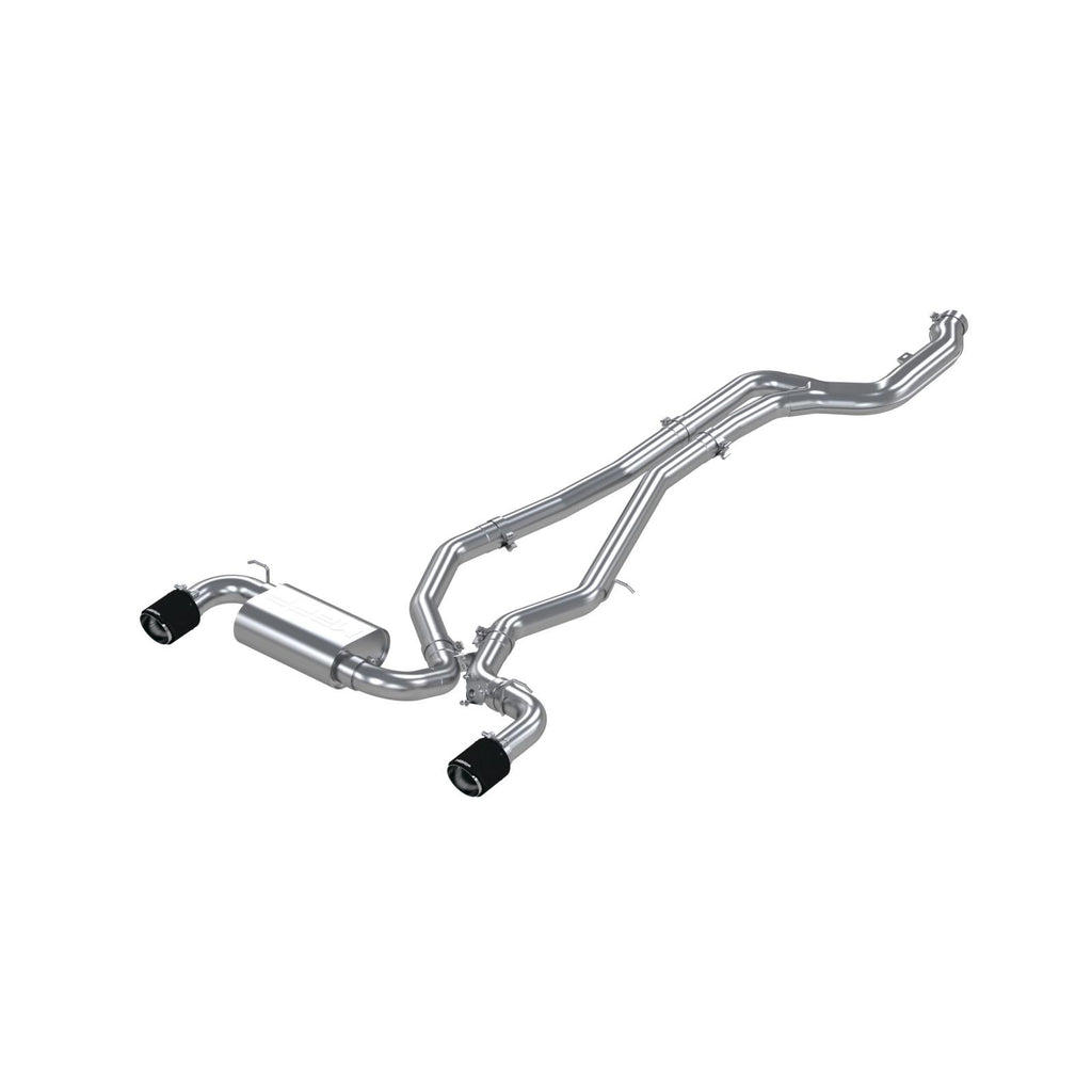 20-23 Toyota Supra, T304 Stainless Steel 3 inch Cat Back Dual Rear with Carbon Fiber Tips MBRP S43003CF