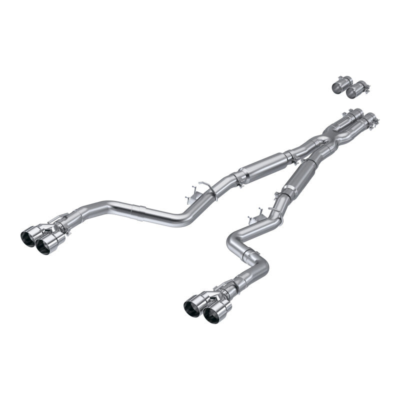 15-23 Dodge Challenger Aluminized Steel 3 Inch Dual Cat Back Quad Tips (Street Version) Exhaust System MBRP S7113AL