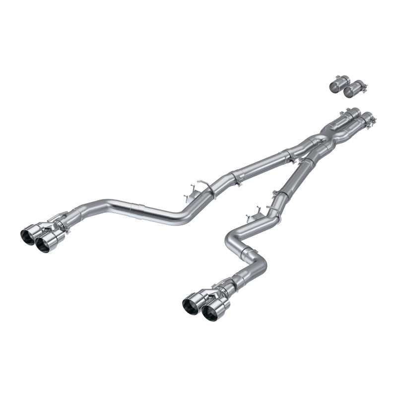 15-23 Dodge Challenger Aluminized Steel 3 Inch Dual Cat Back Quad Tips (Race Version) Exhaust System MBRP S7114AL