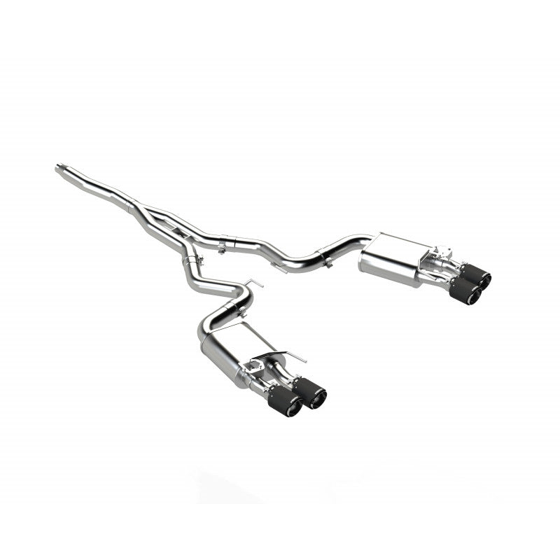 2019-2022 Ford Mustang 2.3L EcoBoost Active T304 Stainless Steel 3 Inch Cat-Back Quad Rear Exit with CF Tips MBRP S72233CF