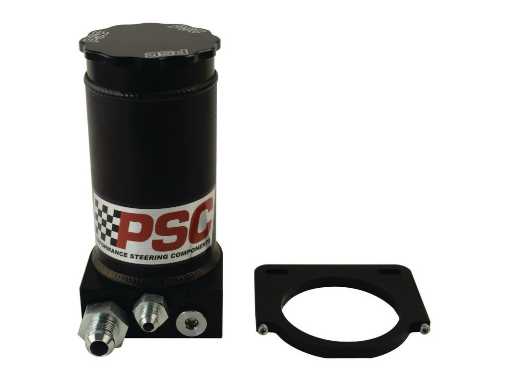 Pro Touring Black Anodized Remote Reservoir Kit, #6AN Return #10AN Feed PSC Performance Steering Components  SR146-6-10-SA