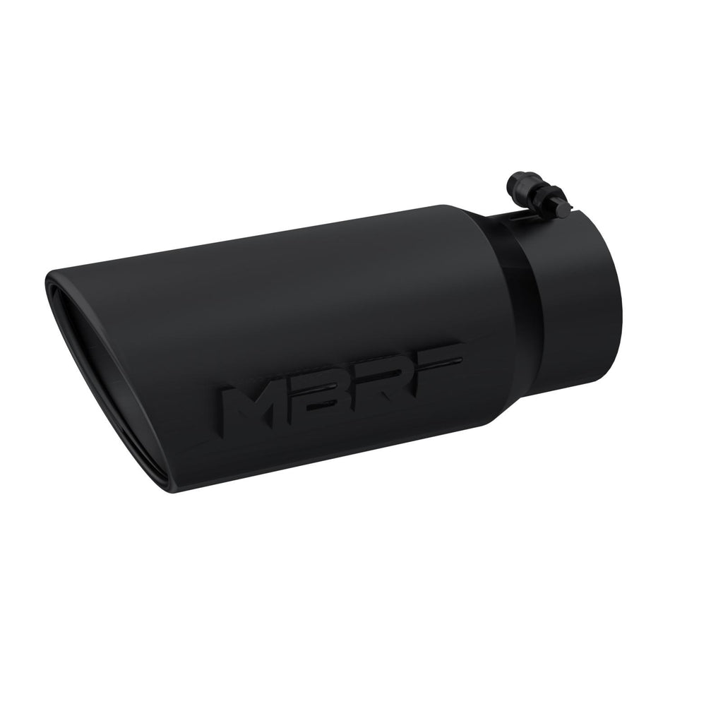 Exhaust Tip 5 Inch O.D. Angled Rolled End 4 Inch Inlet 12 Inch Length-Black Finish MBRP T5051BLK