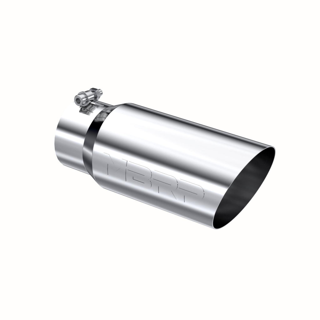 Exhaust Tail Pipe Tip 5 Inch O.D. Angled Single Walled 4 Inch Inlet 12 Inch Length T304 Stainless Steel MBRP T5052