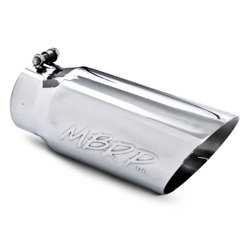 Exhaust Tail Pipe Tip 5 Inch O.D. Dual Wall Angled 4 Inch Inlet 12 Inch Length T304 Stainless Steel MBRP T5053