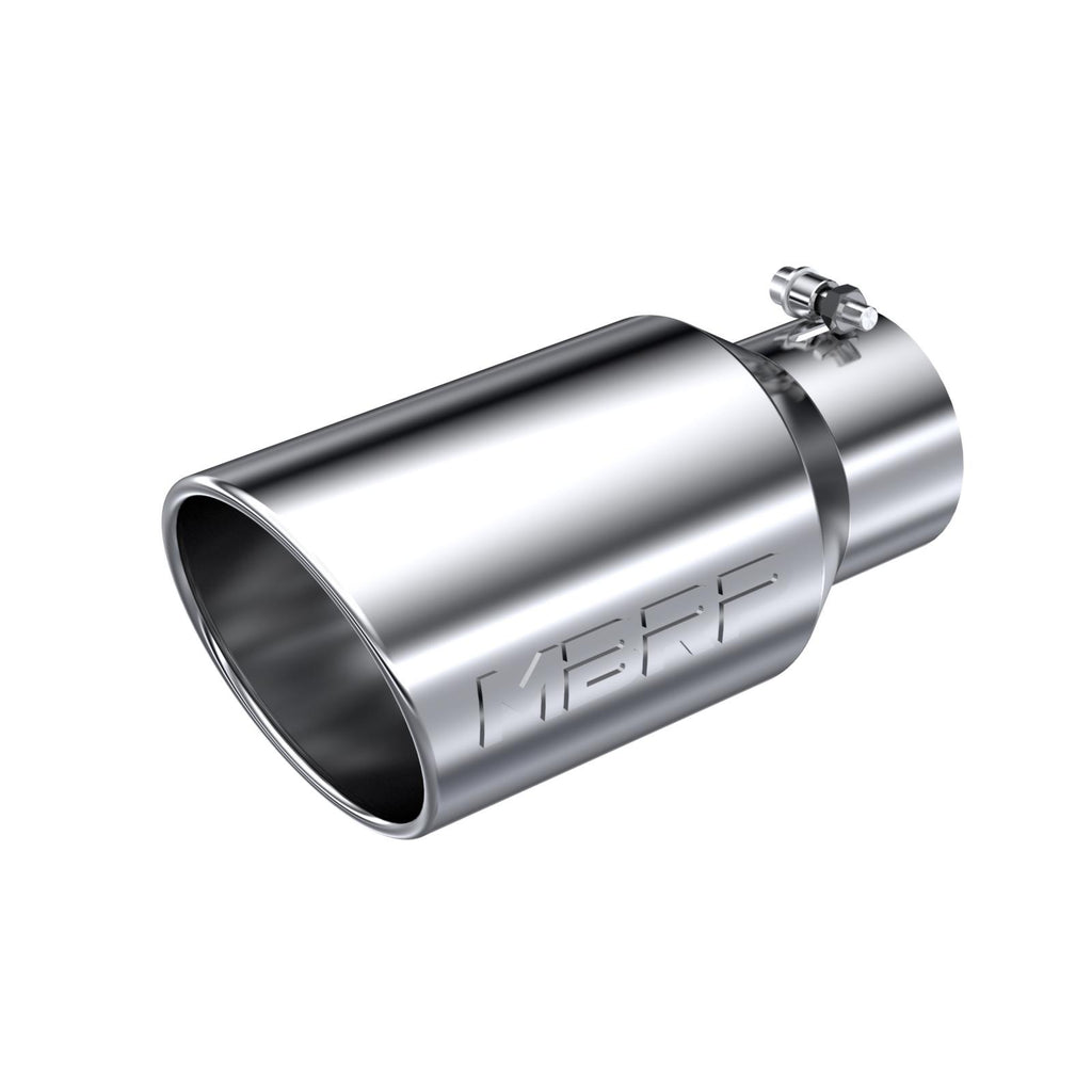 Exhaust Tail Pipe Tip 6 Inch O.D. Angled Rolled End 4 Inch Inlet 12 Inch Length T304 Stainless Steel MBRP T5073