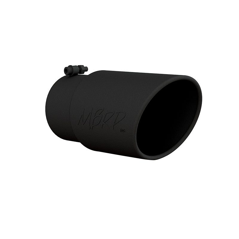 Exhaust Tip 6 Inch O.D. Angled Rolled End 5 Inch Inlet 12 Inch Length Black Coated MBRP T5075BLK