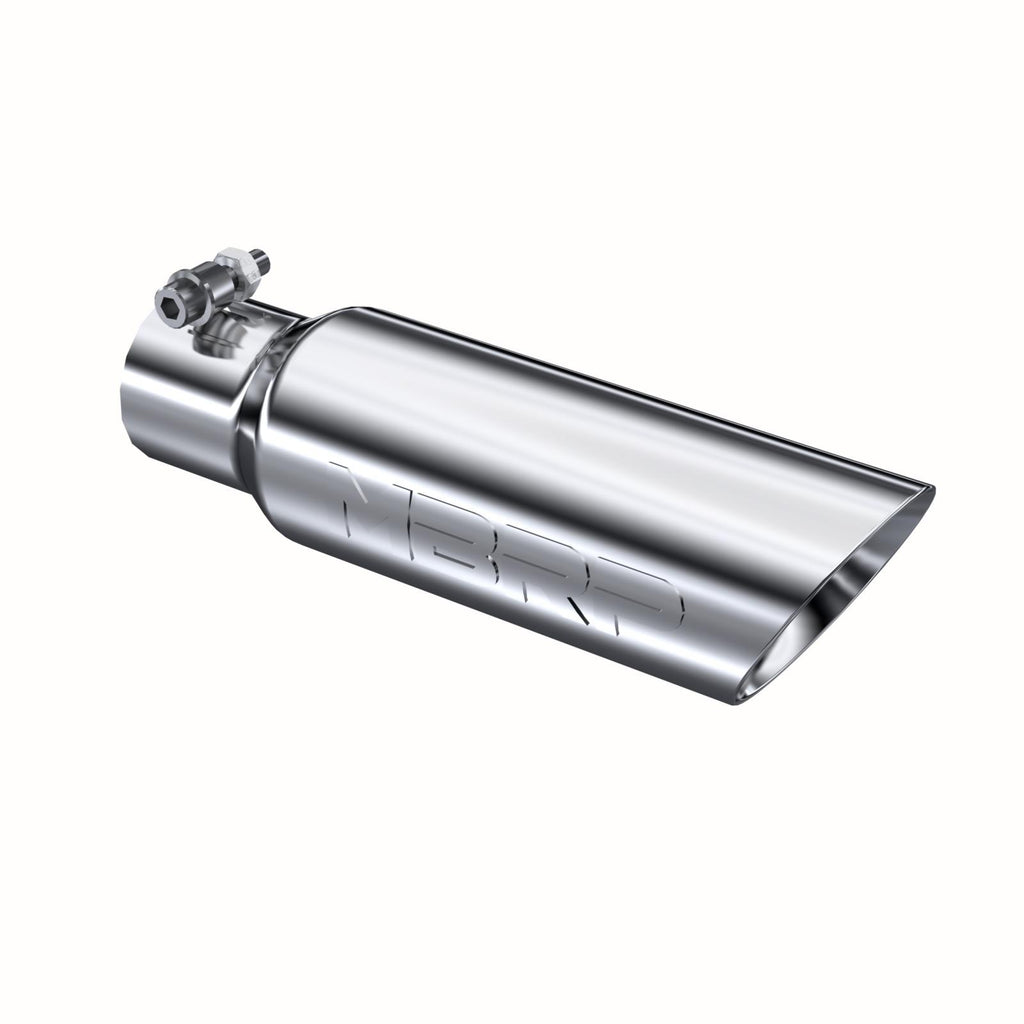 Exhaust Tail Pipe Tip 3 1/2 Inch O.D. Dual Wall Angled 2 1/2 Inch Inlet 12 Inch Length T304 Stainless Steel MBRP T5106