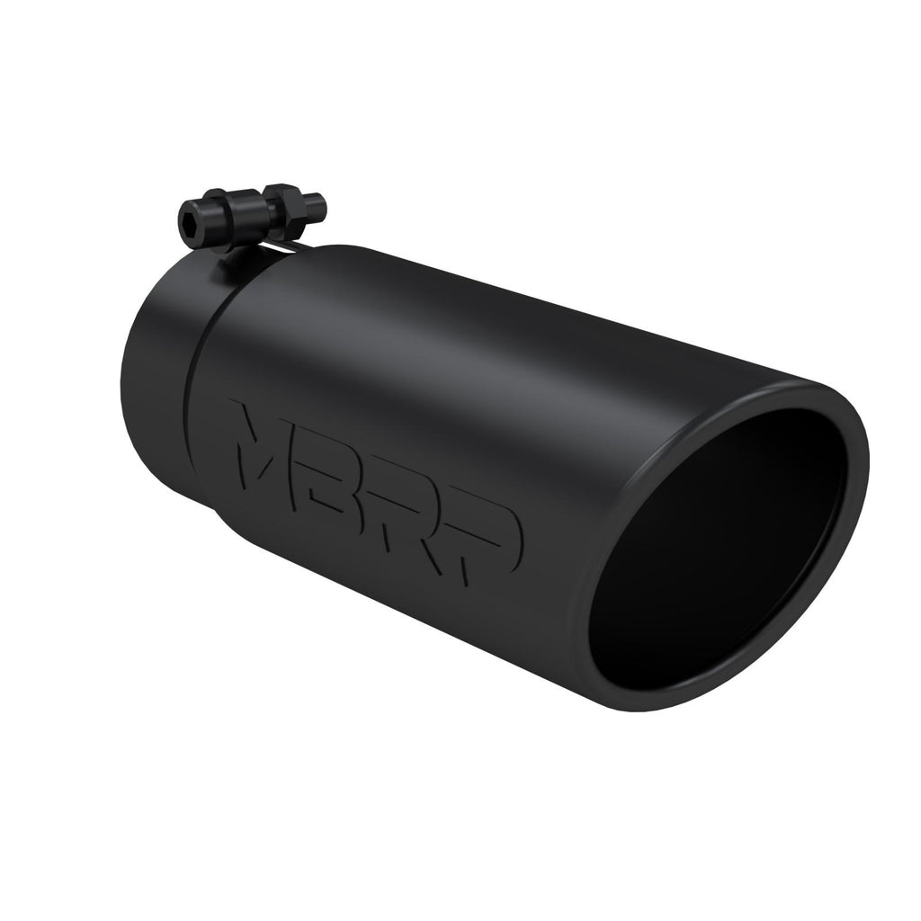 Exhaust Tip 4 Inch O.D. Angled Rolled End 3 1/2 Inch Inlet 12 Inch Length Black Finish MBRP T5112BLK