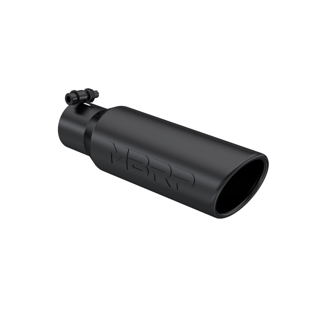 Exhaust Tip 3 1/2 Inch O.D. Angled Rolled End 2 1/2 Inch Inlet 12 Inch Length-Black Finish MBRP T5113BLK