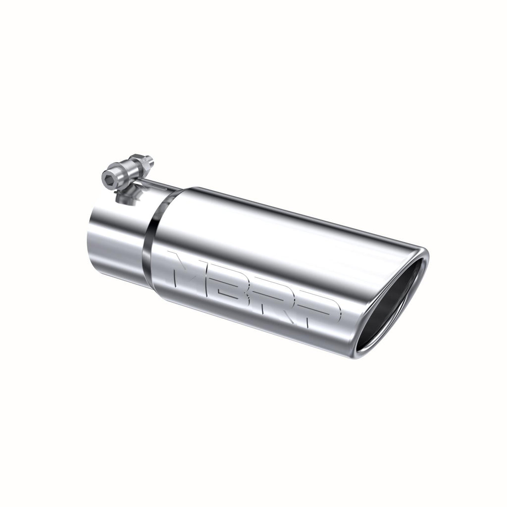 Exhaust Tip 3 1/2 Inch O.D. Angled Rolled End 3 Inch Inlet 10 Inch Length T304 Stainless Steel MBRP T5115