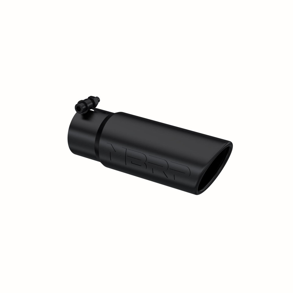 Exhaust Tip 3 1/2 Inch O.D. Angled Rolled End 3 Inch Inlet 10 Inch Length Black T304 Stainless Steel MBRP T5115BLK