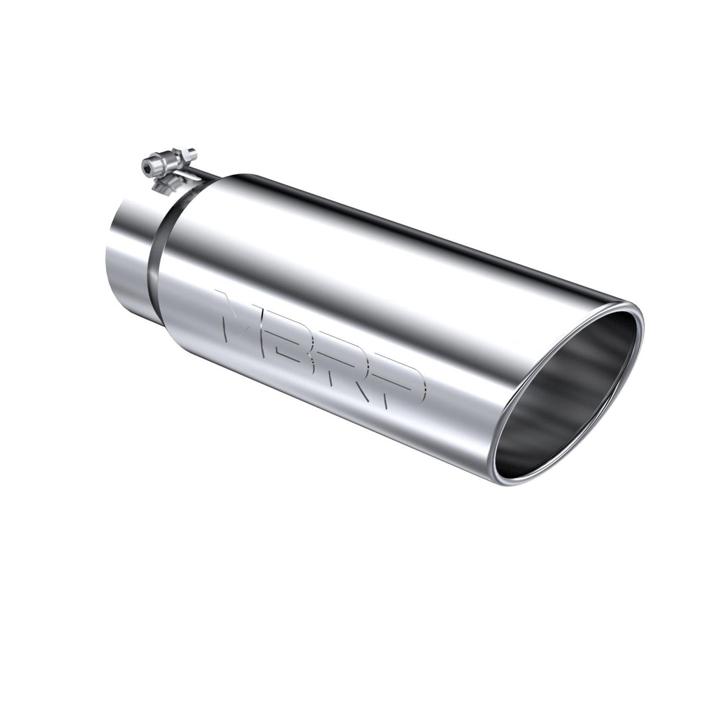 Exhaust Tip 6 Inch O.D. Angled Rolled End 5 Inch Inlet 18 Inch Length T304 Stainless Steel MBRP T5125