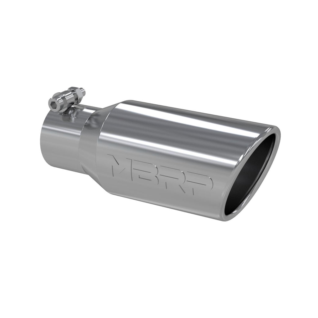 Exhaust Tip 4 Inch O.D. Angled Rolled End 2 3/4 Inch Inlet 10 Inch Length T304 Stainless Steel MBRP T5157