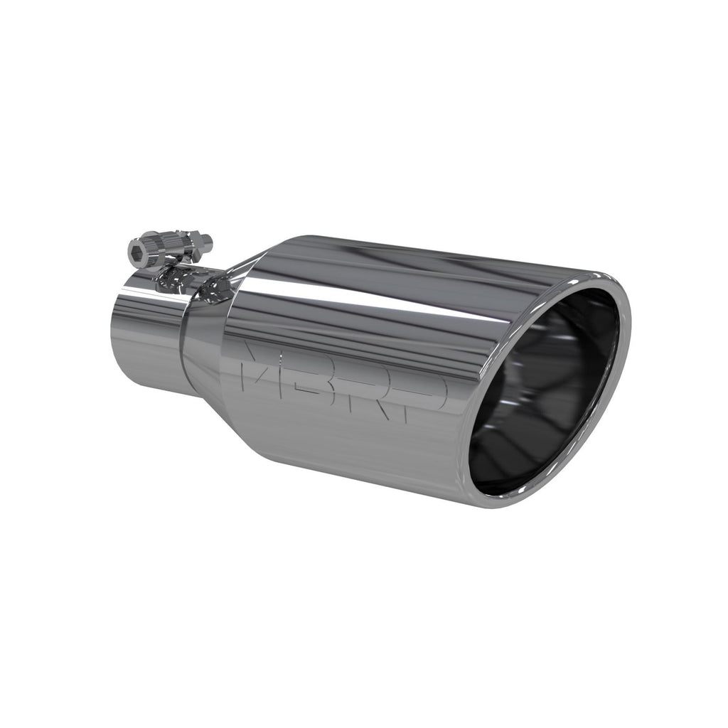 Exhaust Tip 4 1/2 Inch O.D. Single Wall Angle Rolled End 2.5 Inch Inlet 11 Inch Length T304 Stainless Steel MBRP T5160