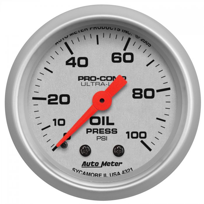 AutoMeter 2-1/16" OIL PRESSURE, 0-100 PSI, MECHANICAL, ULTRA-LITE 4321 - Skinny Pedal Racing