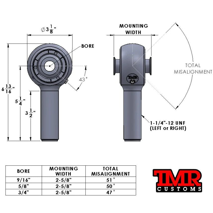 TMR 1-1/4" Forged Lifetime Heims (BRONZE RACE) - Skinny Pedal Racing