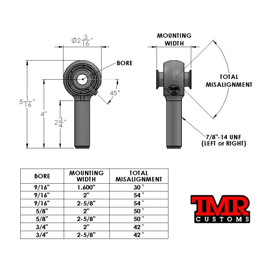 TMR 7/8" Forged Lifetime Heims (BRONZE RACE) - Skinny Pedal Racing