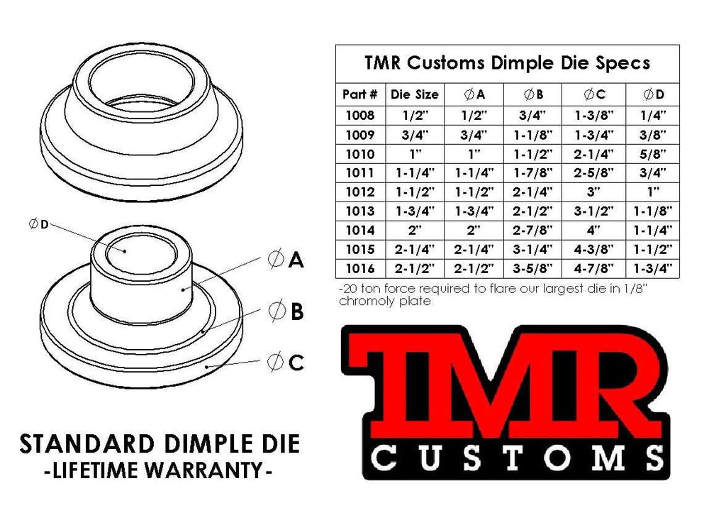 TMR Dimple Die - Individual Sizes - Skinny Pedal Racing